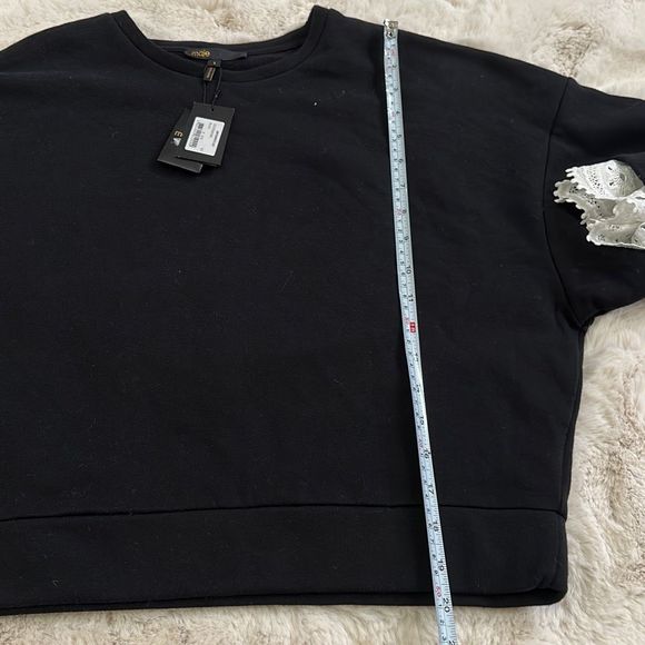 Maje Sweatshirt with Lace Details Black Size 2 - Picture 3 of 9